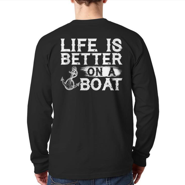 Vintage Life Is Better On A Boat Sailing Fishing Back Print Long Sleeve T-shirt