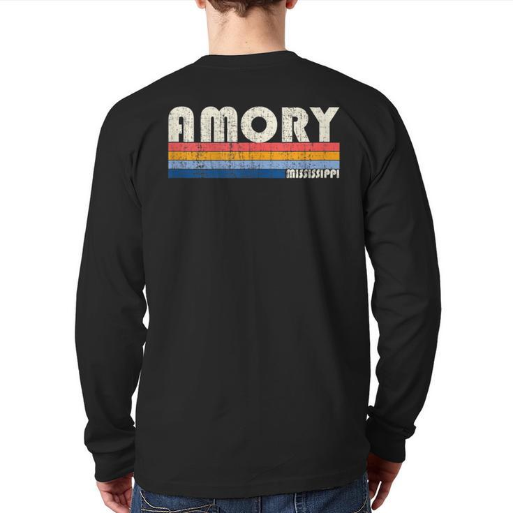 Vintage Retro 70S 80S Style Hometown Of Amory Ms Back Print Long Sleeve T-shirt
