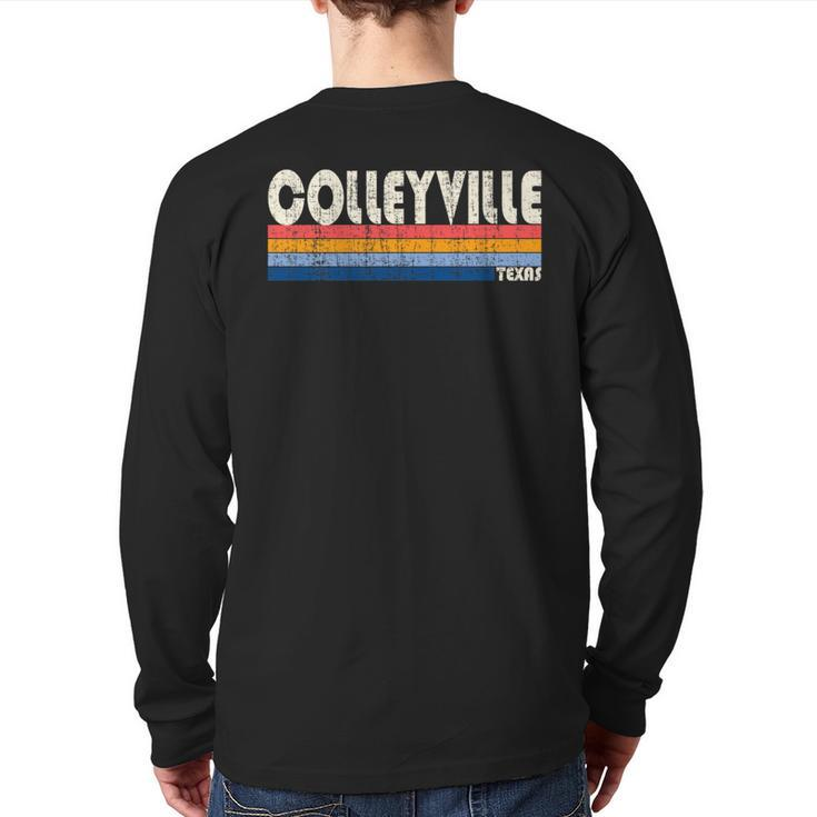 Vintage Retro 70S 80S Style Hometown Of Colleyville Tx Back Print Long Sleeve T-shirt