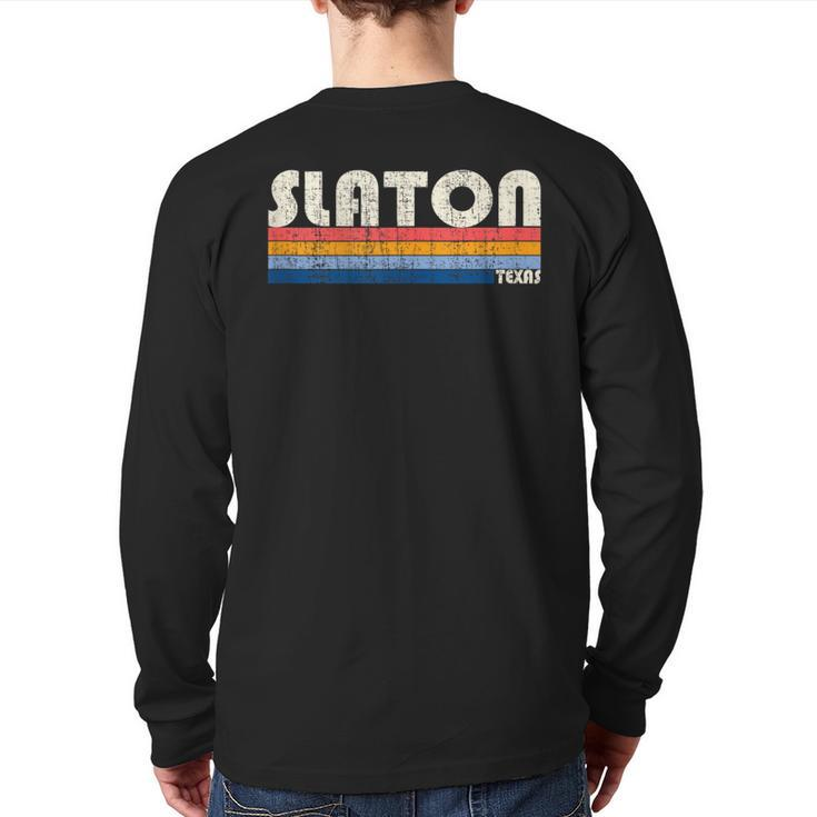 Vintage Retro 70S 80S Style Hometown Of Slaton Tx Back Print Long Sleeve T-shirt