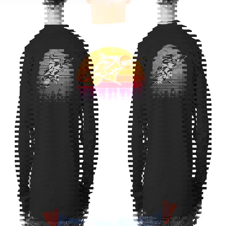 Vintage Sunset Squirrel Flying On Retro Back Print Long Sleeve T-shirt