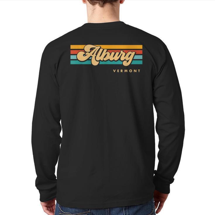 Vintage Sunset Stripes Alburg Vermont Back Print Long Sleeve T-shirt