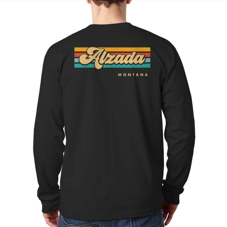 Vintage Sunset Stripes Alzada Montana Back Print Long Sleeve T-shirt