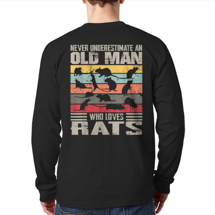 Vintage Never Underestimate An Old Man Who Loves Rats Cute Back Print Long Sleeve T-shirt