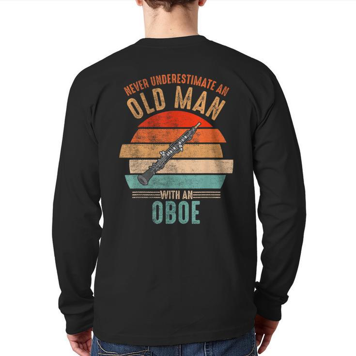 Vintage Never Underestimate An Old Man With An Oboe Back Print Long Sleeve T-shirt