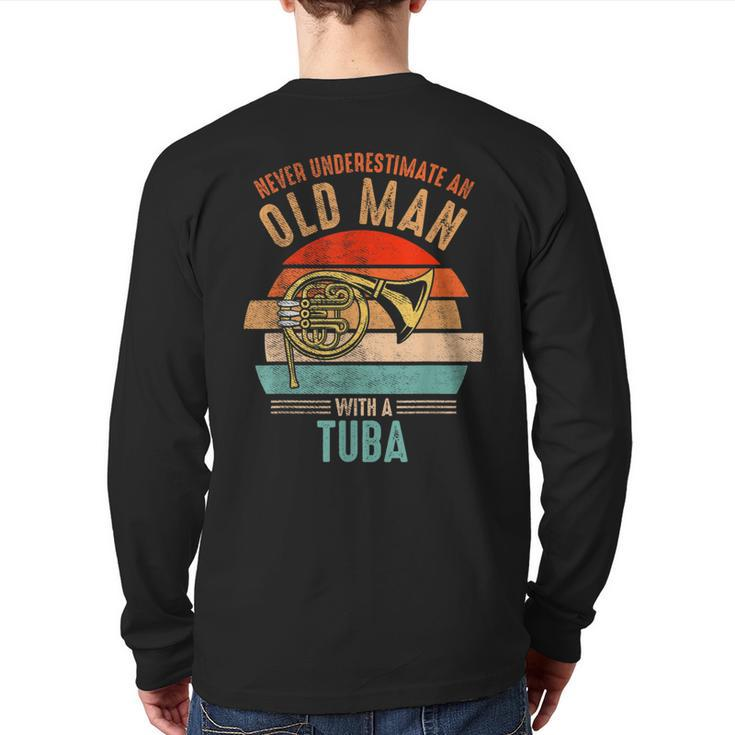 Vintage Never Underestimate An Old Man With A Tuba Back Print Long Sleeve T-shirt