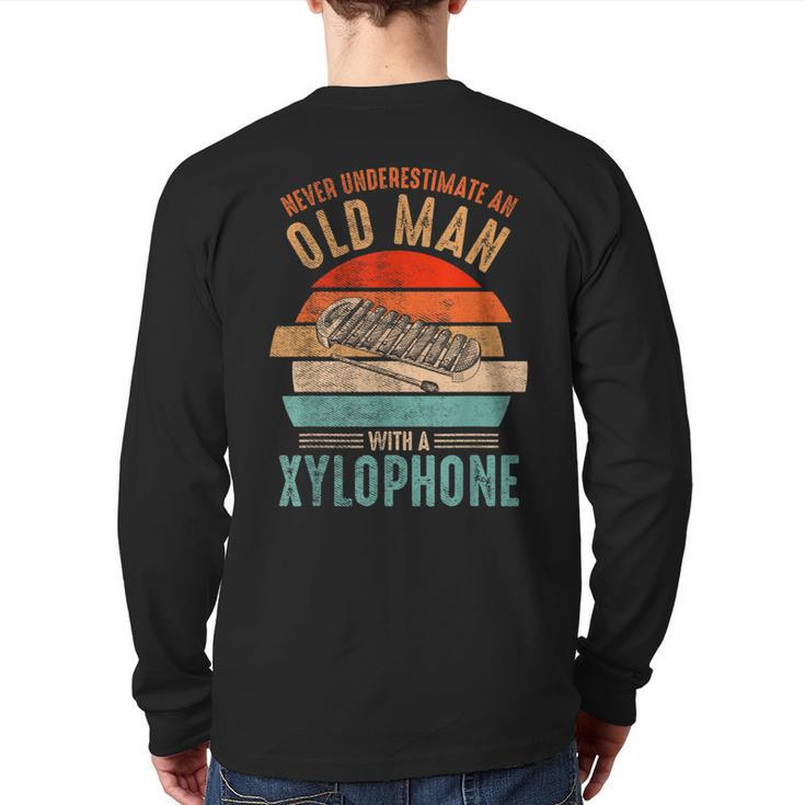 Vintage Never Underestimate An Old Man With A Xylophone Back Print Long Sleeve T-shirt