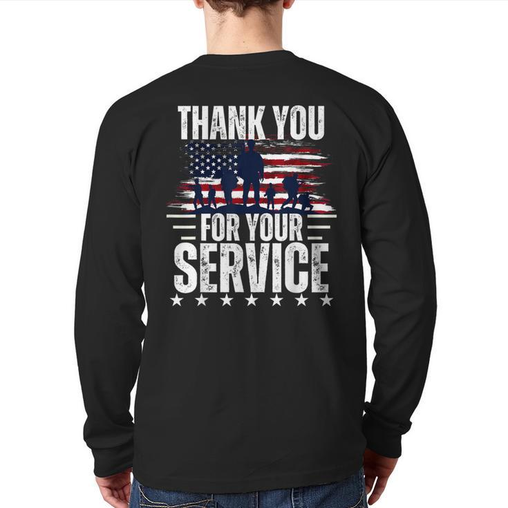 Vintage Veteran Thank You For Your Service Veteran's Day Back Print Long Sleeve T-shirt