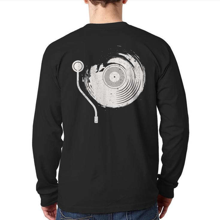 Vintage Vinyl Records Player Record Collector Music Lover Back Print Long Sleeve T-shirt