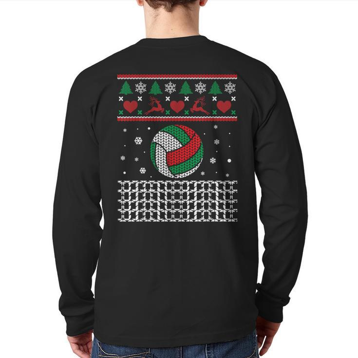 Volleyball Christmas Ugly Sweater For Volleyball Player Back Print Long Sleeve T-shirt