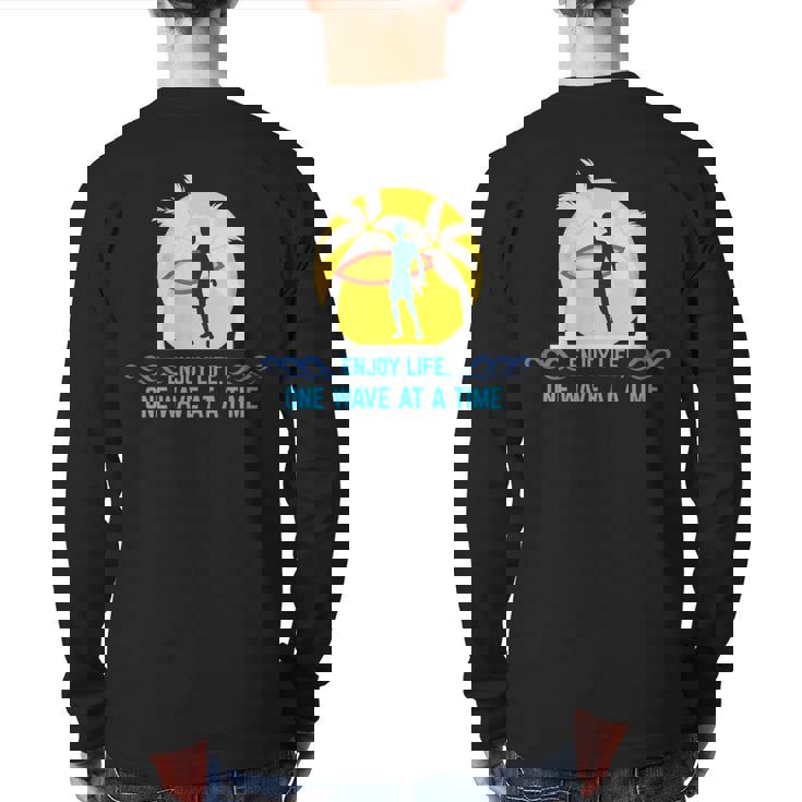 Wave Riding Windsurfer With Surfboard Back Print Long Sleeve T-shirt