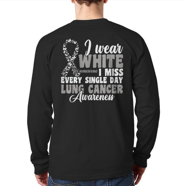 I Wear White Lung Cancer Awareness Back Print Long Sleeve T-shirt