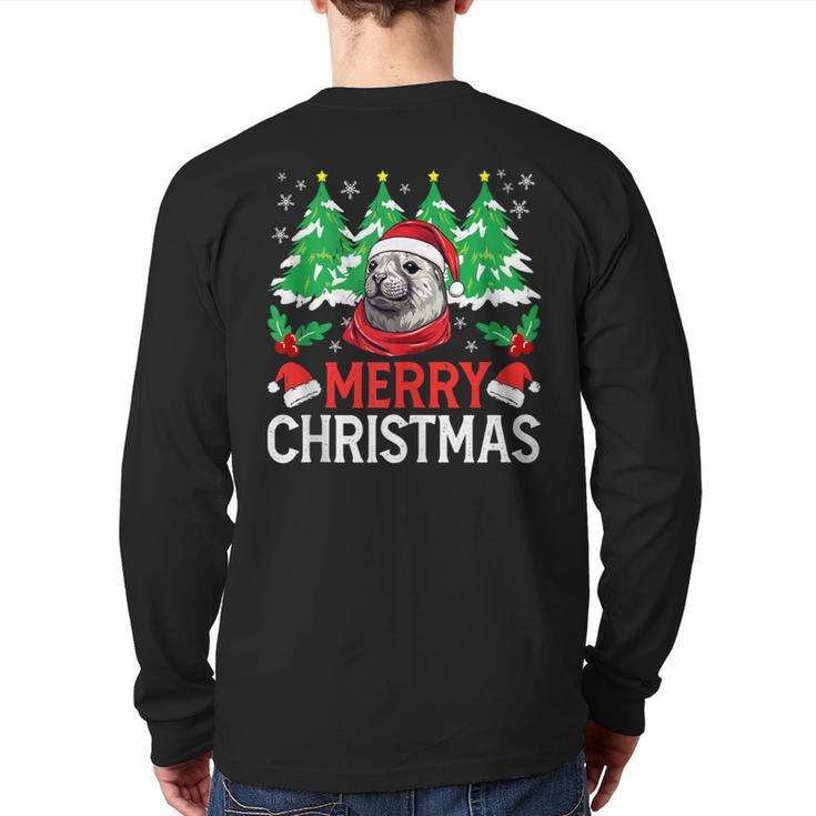 Weddell Seal Christmas Pajama Costume For Xmas Holiday Back Print Long Sleeve T-shirt