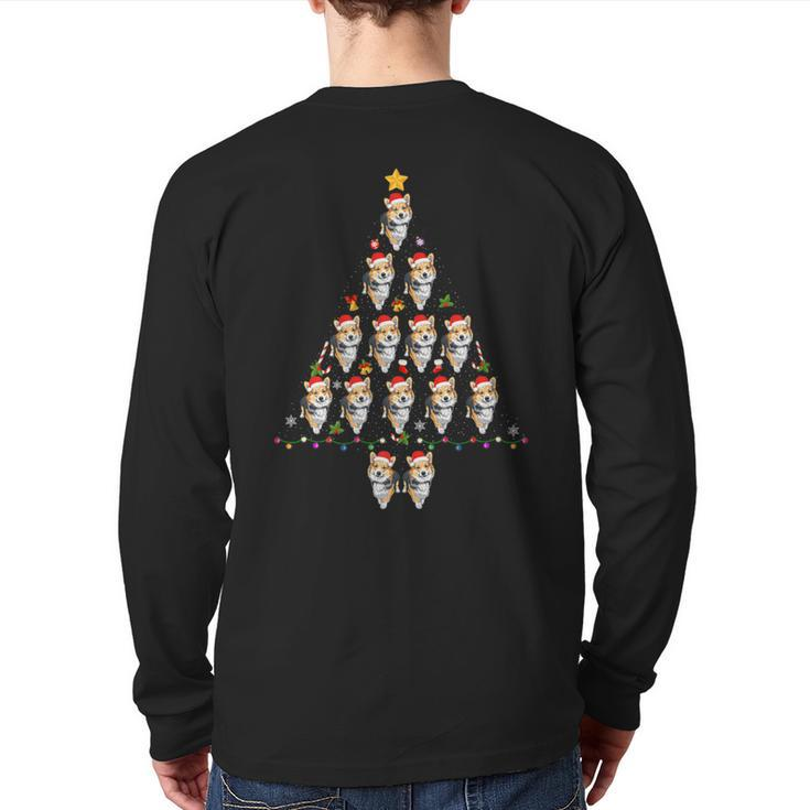 Welsh Corgi Christmas Tree Ugly Christmas Sweater Back Print Long Sleeve T-shirt