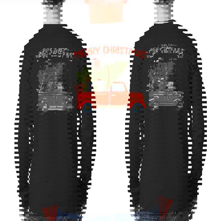 Whippet Xmas Vintage Red Pickup Retro Truck Back Print Long Sleeve T-shirt