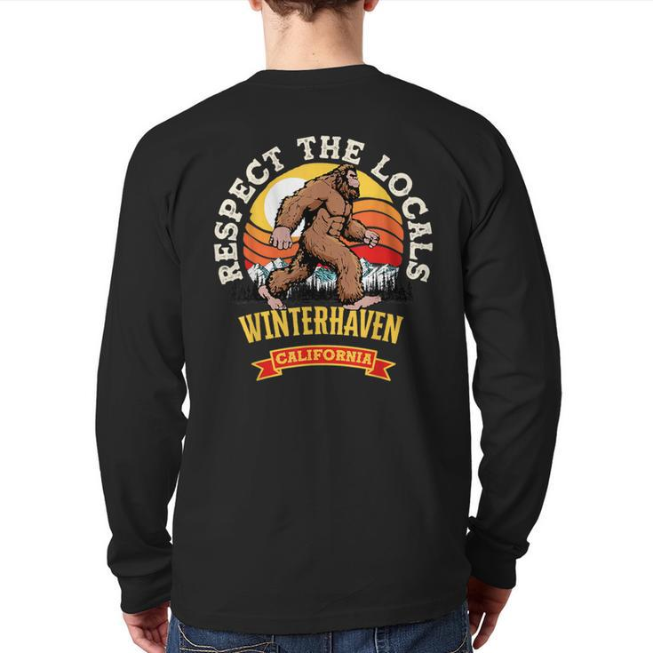 Winterhaven California Respect The Locals Retro Bigfoot Back Print Long Sleeve T-shirt