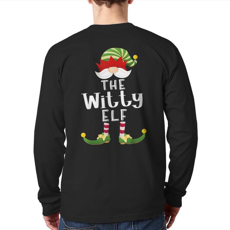 Witty Elf Group Christmas Pajama Party Back Print Long Sleeve T-shirt