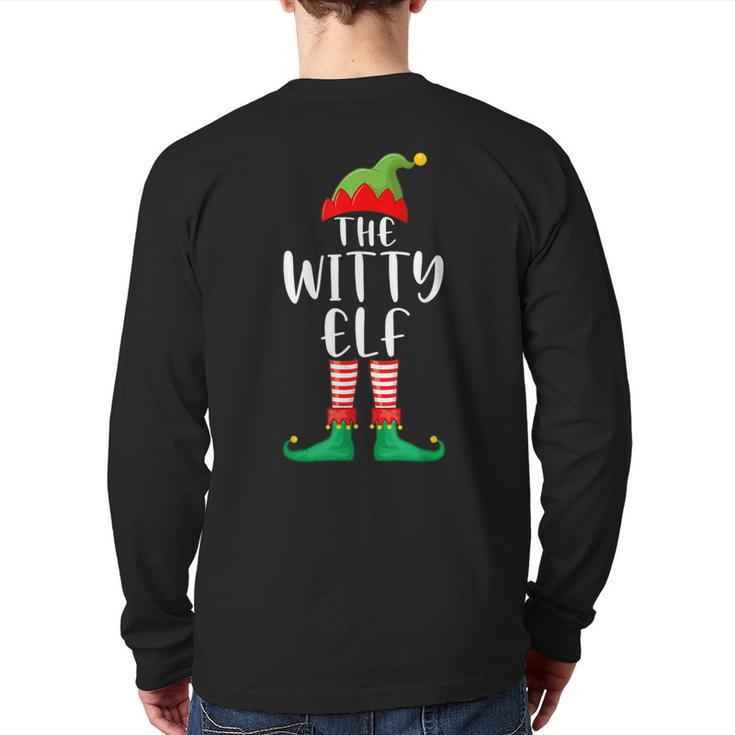 Witty Elf Matching Family Group Christmas Party Pajama Back Print Long Sleeve T-shirt