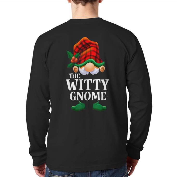 Witty Gnome Matching Family Christmas Party Pajama Back Print Long Sleeve T-shirt
