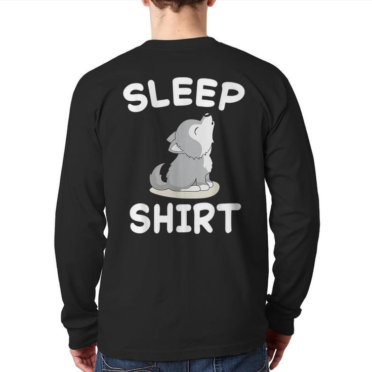 Wolf Nap Sleeping Pajama Nightgown Back Print Long Sleeve T-shirt