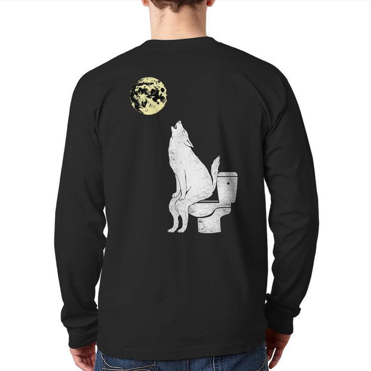 Wolf On The Toilet Back Print Long Sleeve T-shirt