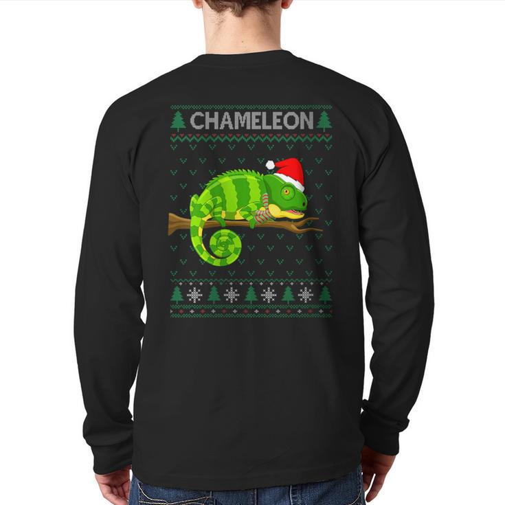 Xmas Chameleon  Ugly Christmas Sweater Party Back Print Long Sleeve T-shirt