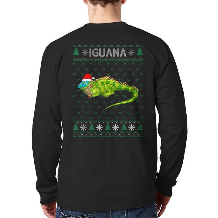 Xmas Iguana Ugly Christmas Sweater Party Back Print Long Sleeve T-shirt