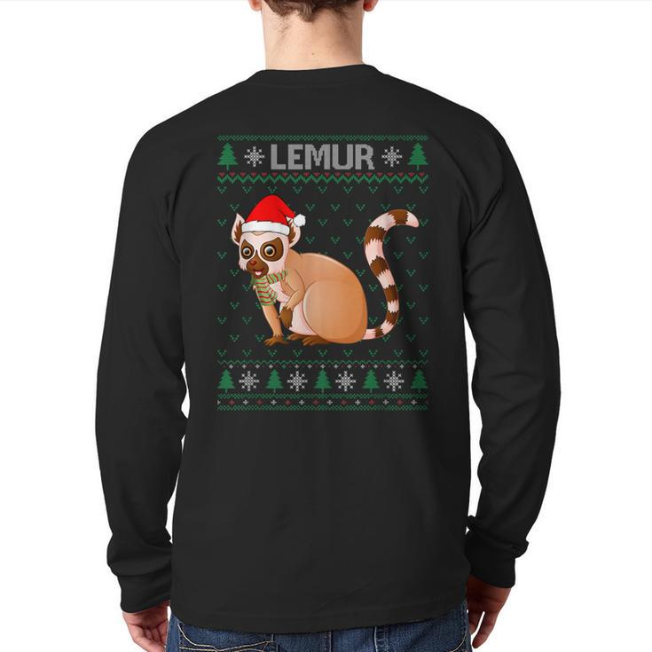 Xmas Lemur  Ugly Christmas Sweater Party Back Print Long Sleeve T-shirt