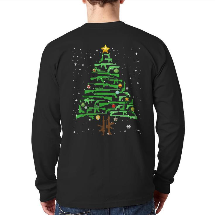 Xmas Patriotic 2Nd Amendment Gun Christmas Tree Back Print Long Sleeve T-shirt