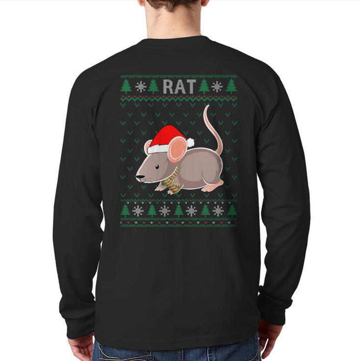 Xmas Rat  Ugly Christmas Sweater Party Back Print Long Sleeve T-shirt