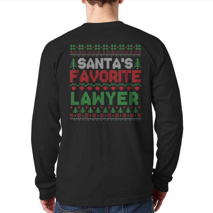 Xmas Santa's Favorite Lawyer Ugly Christmas Sweater Back Print Long Sleeve T-shirt
