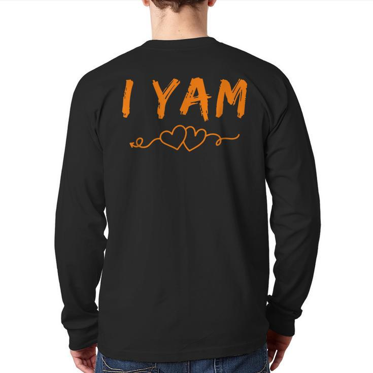 I Yam She's My Sweet Potato Couples Thanksgiving Back Print Long Sleeve T-shirt
