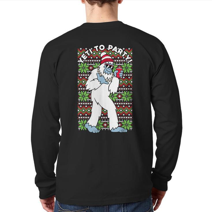 Yeti To The Party Ugly Christmas Sweater Graphic Back Print Long Sleeve T-shirt