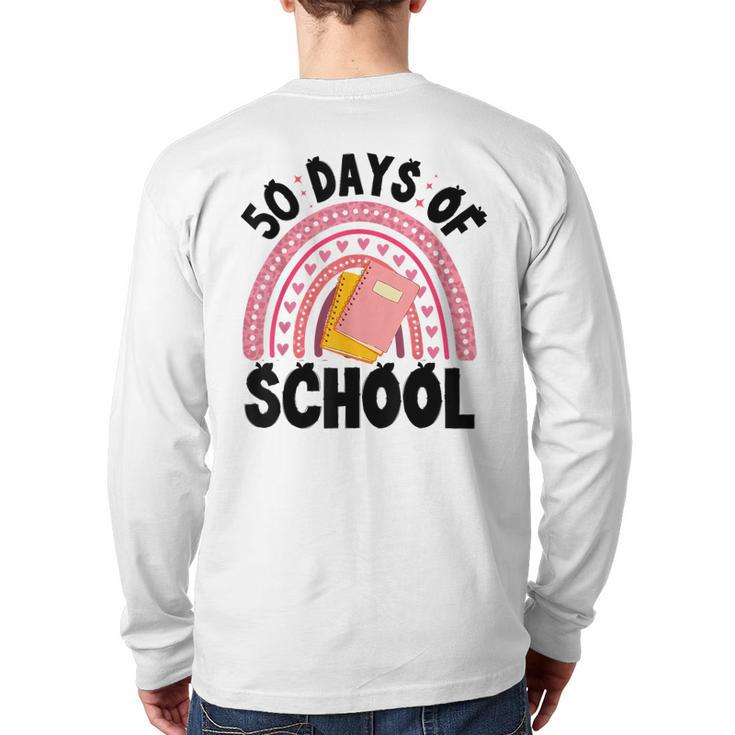 50 Days Of School Children Happy 50Th Day Of School Back Print Long Sleeve T-shirt