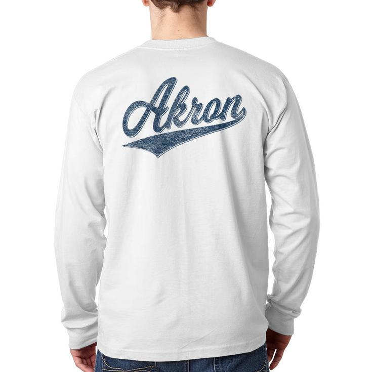 Akron Ohio Varsity Script Classic Sports Jersey Style Back Print Long Sleeve T-shirt