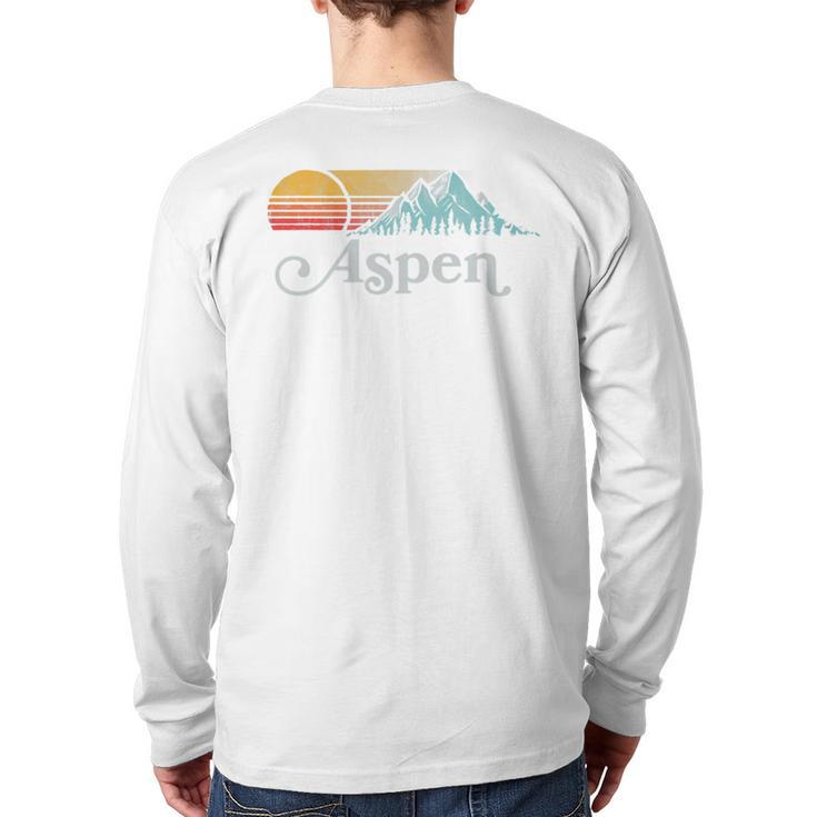 Aspen Colorado Vintage Mountain Sunset Eighties Retro Back Print Long Sleeve T-shirt