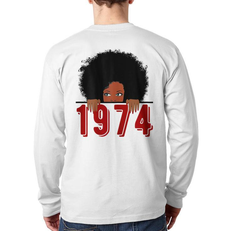 Black Queen Born In 1974 46Th Yrs Old Awesome Birthday Back Print Long Sleeve T-shirt