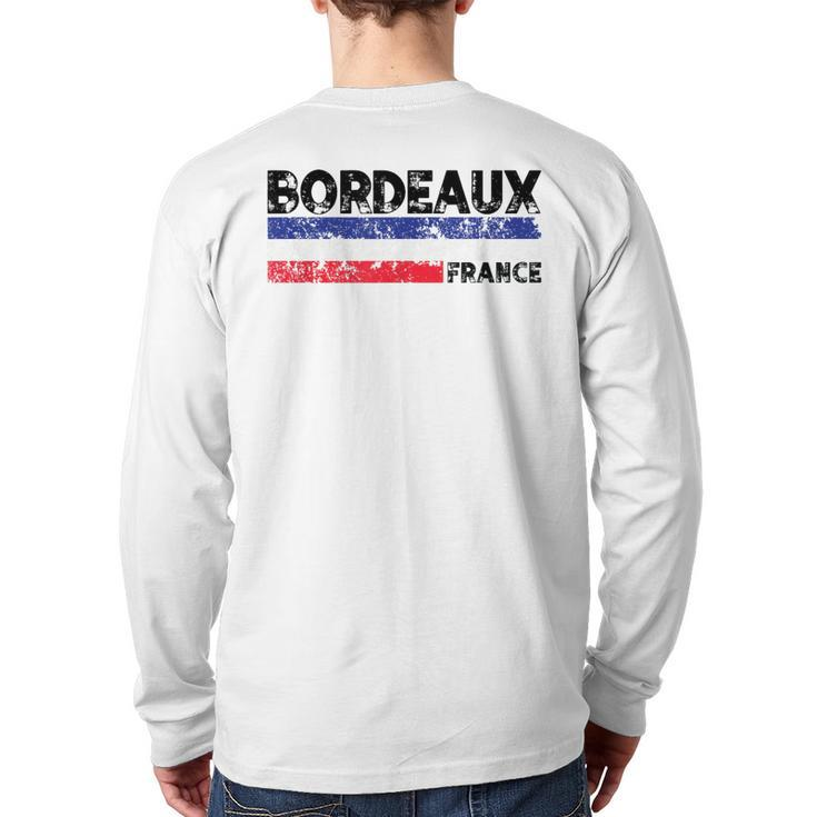 Bordeaux France Flag Tricolor French Distressed Cool Back Print Long Sleeve T-shirt