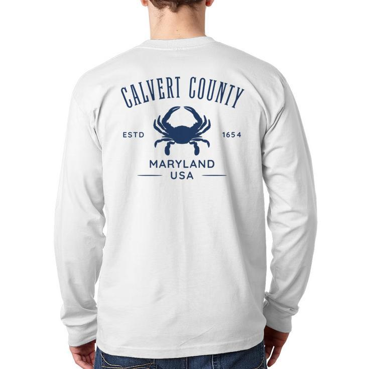 Calvert County Maryland Usa Crab Back Print Long Sleeve T-shirt