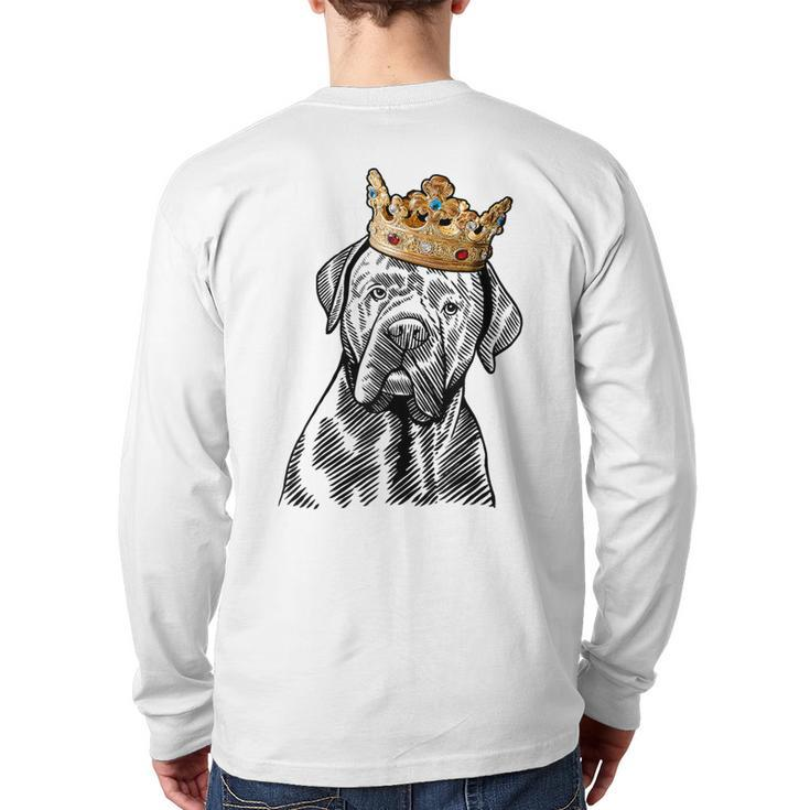 Cane Corso Dog Wearing Crown Back Print Long Sleeve T-shirt