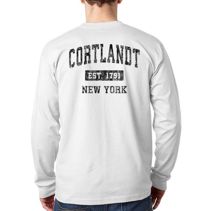 Cortlandt New York Ny Vintage Sports Black Back Print Long Sleeve T-shirt