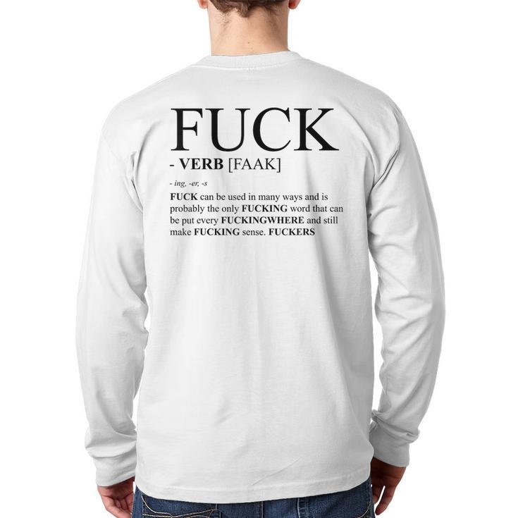Fuck Definition Dictionary Profanity Back Print Long Sleeve T-shirt