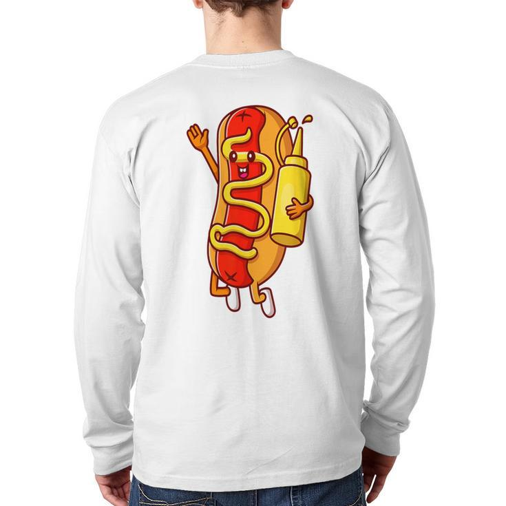 Hot Dog Sausage Bbq Food Lover Hotdog Lover Back Print Long Sleeve T-shirt