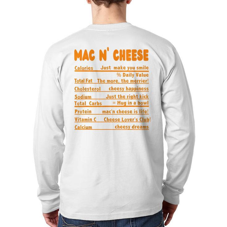 Thanksgiving Ingredients Sides Nutrition Facts Dinner Back Print Long Sleeve T-shirt