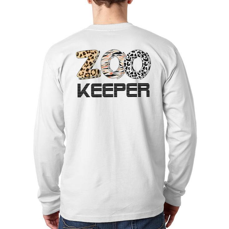 Zookeeper Costume Wild Print African Animals Zebra Fun Back Print Long Sleeve T-shirt