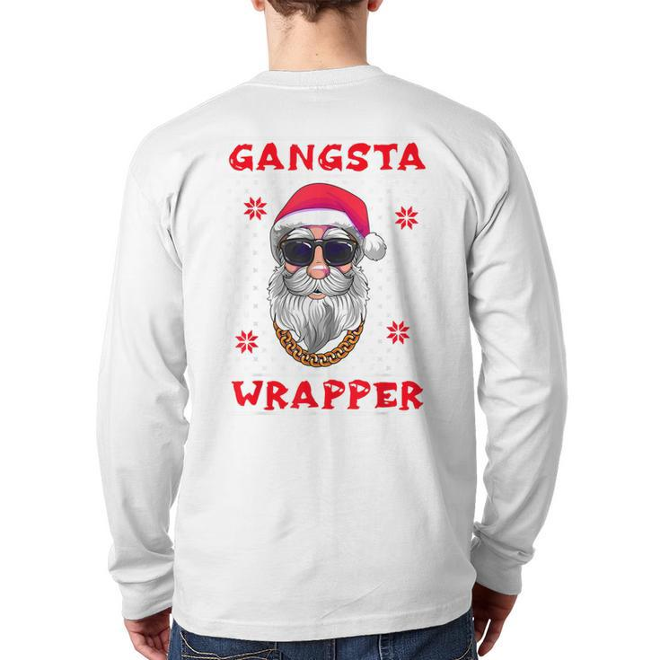 Gangsta Wrapper Ugly Christmas Sweater Back Print Long Sleeve T-shirt