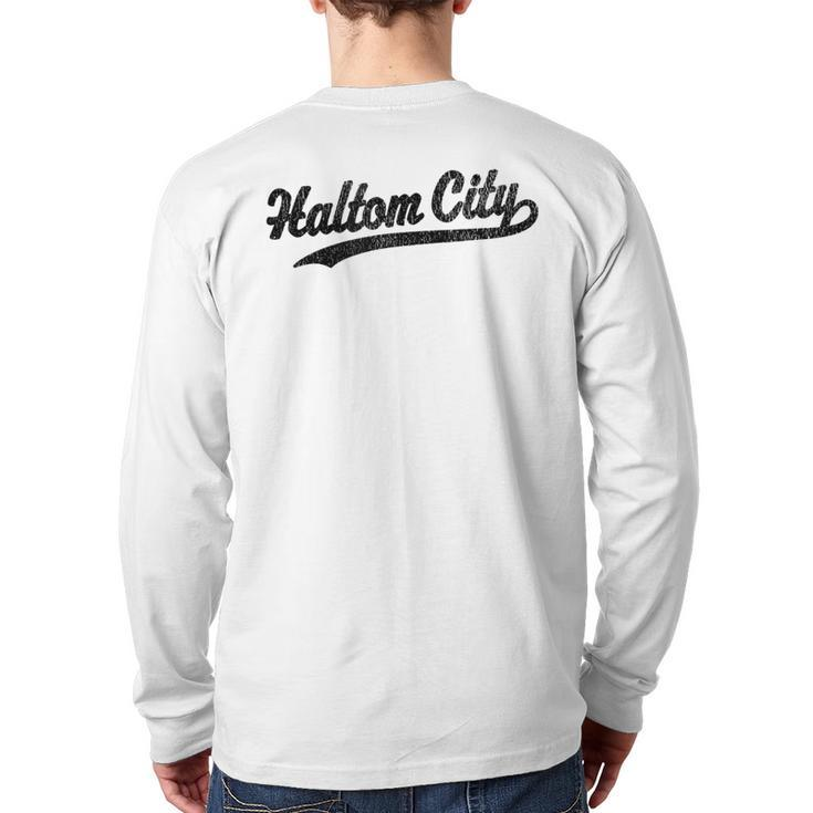 Haltom City Texas Tx Vintage Sports Graphic Back Print Long Sleeve T-shirt