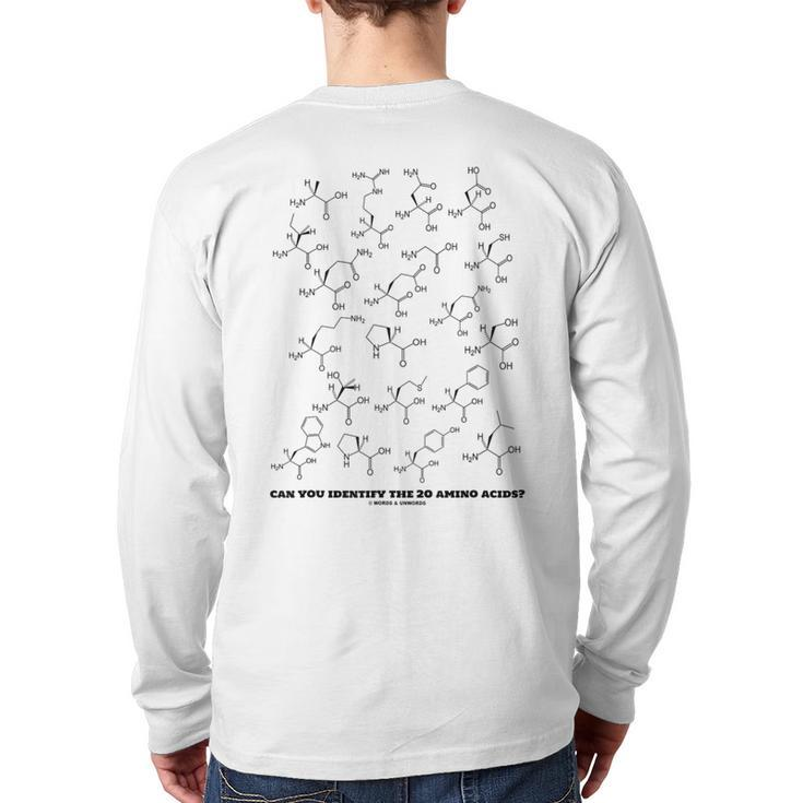 Can You Identify The 20 Amino Acids Chemistry Biochemistry Back Print Long Sleeve T-shirt