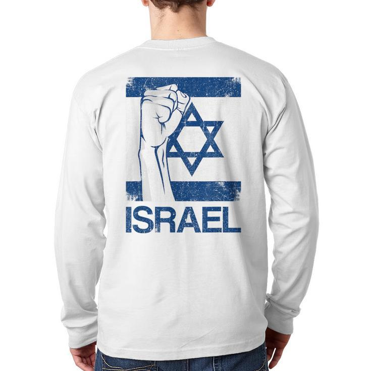 Israeli Flag Vintage Israel Back Print Long Sleeve T-shirt