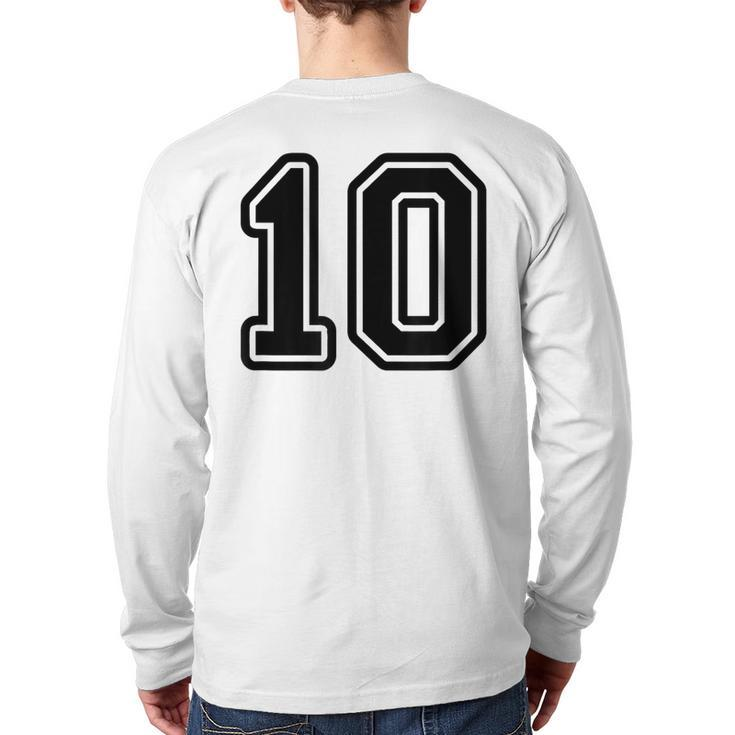 Jersey 10 Black Sports Team Jersey Number 10 Back Print Long Sleeve T-shirt